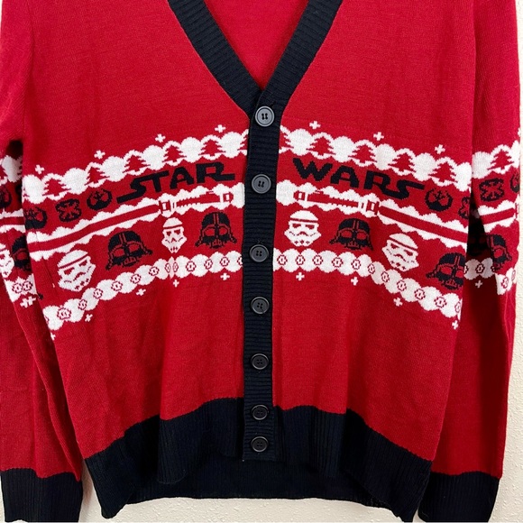 STAR WARS Knit Christmas Button Down Cardigan Womens Size Medium - Picture 2 of 4